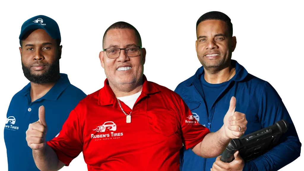 Team of mechanics at Ruben's Tires in Altamonte offering expert auto repair services in Altamonte, showcasing professionalism and customer satisfaction.